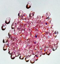 100 4mm Faceted Pink AB Firepolish Beads